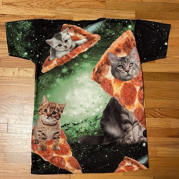 Pizza and Cat T-shirt in Space - Picture 3 of 3